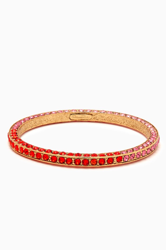 Small Crystal Bangle Bracelet in Metal, Pink