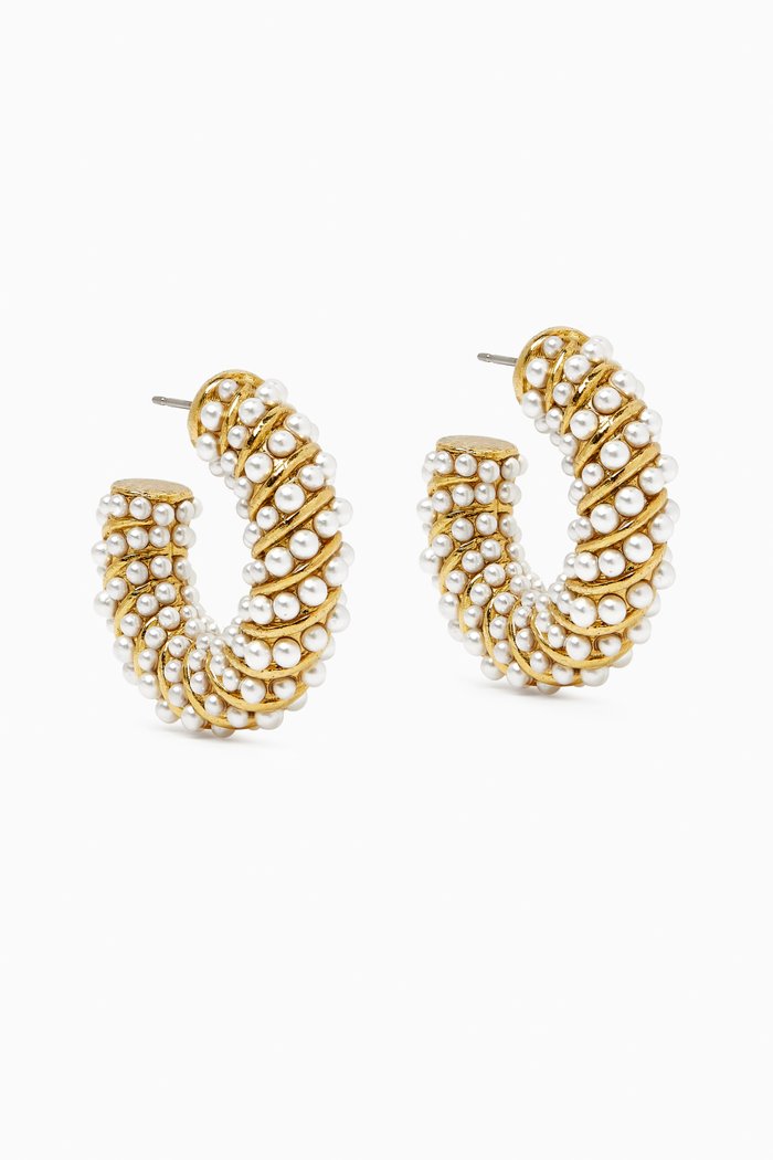 

Candied Hoop Twist Earrings in Metal, White