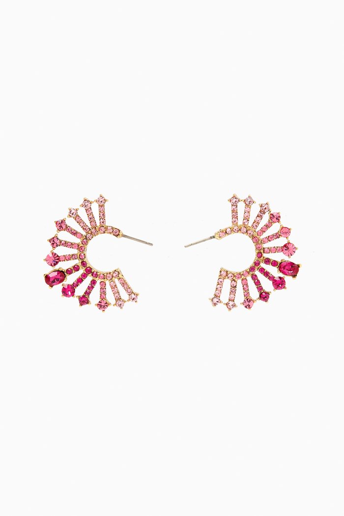 

Mini Sunburst Earrings in Metal, Pink