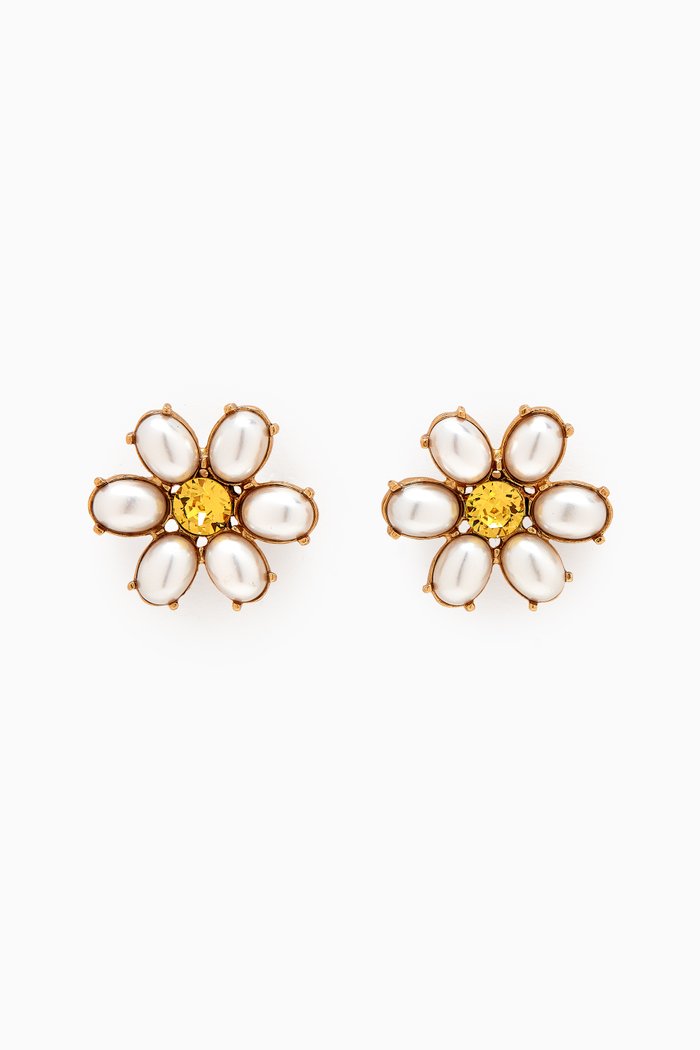 

Pearly Daisy Earrings in Metal, White