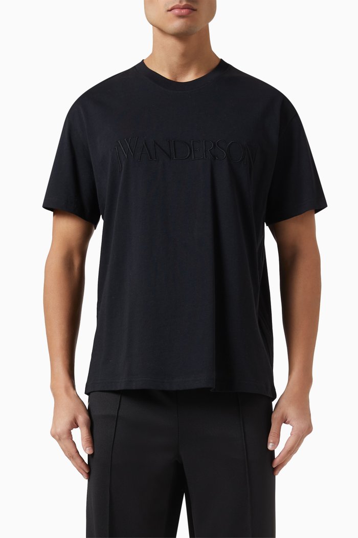 

Logo-embroidered T-shirt in Cotton Jersey, Black