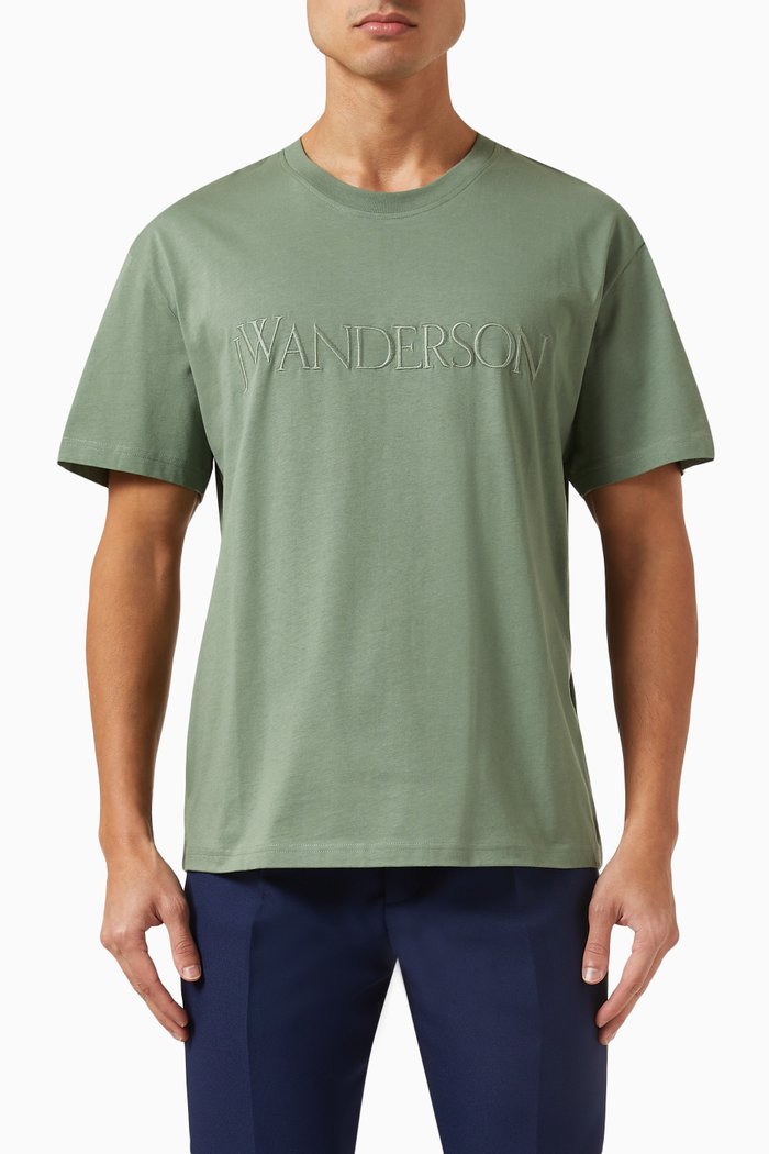 

Logo-embroidered T-shirt in Cotton Jersey, Green