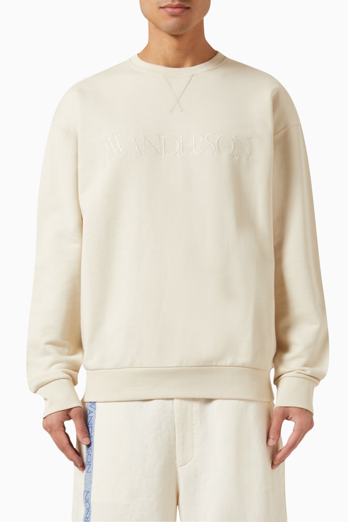 Logo-embroidered Sweatshirt in Cotton, Neutral