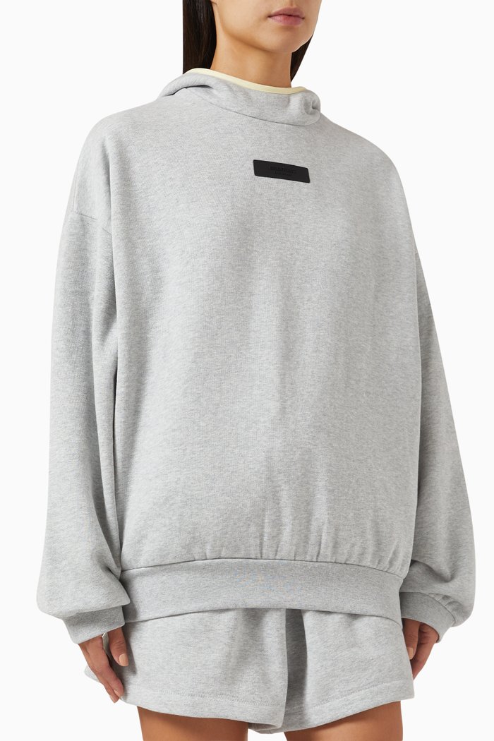 

Pullover Hoodie in Cotton-blend Fleece, Grey