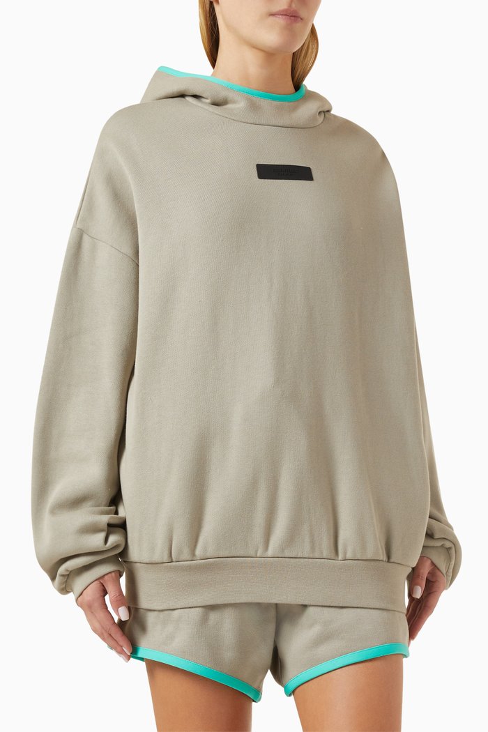

Pullover Hoodie in Cotton-blend Fleece, Grey