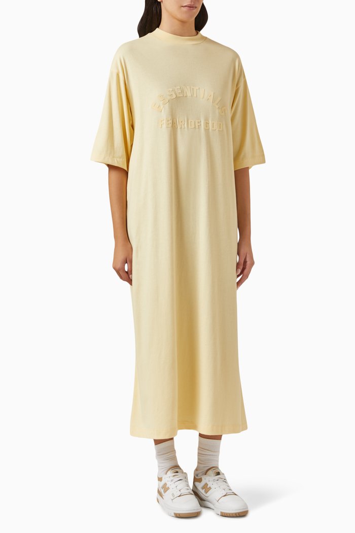 

Essentials 3/4 Sleeve Dress in Cotton-blend Jersey, Yellow