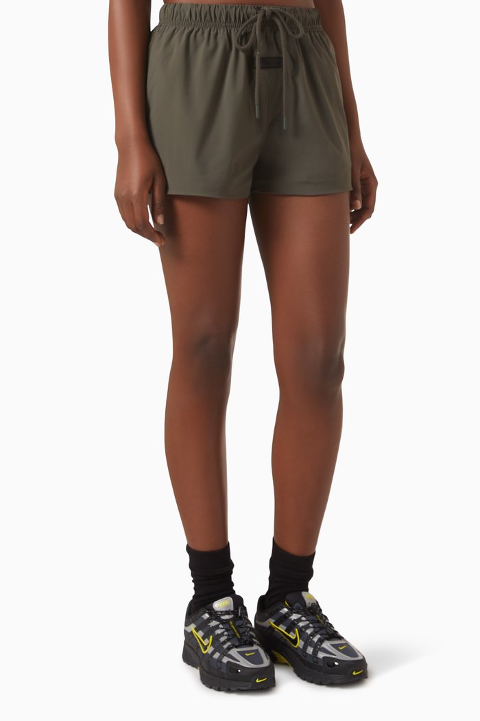 Running Shorts in Stretch Woven Nylon, Black