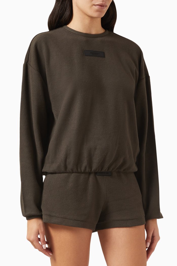 

Crewneck Sweater in French Terry, Black