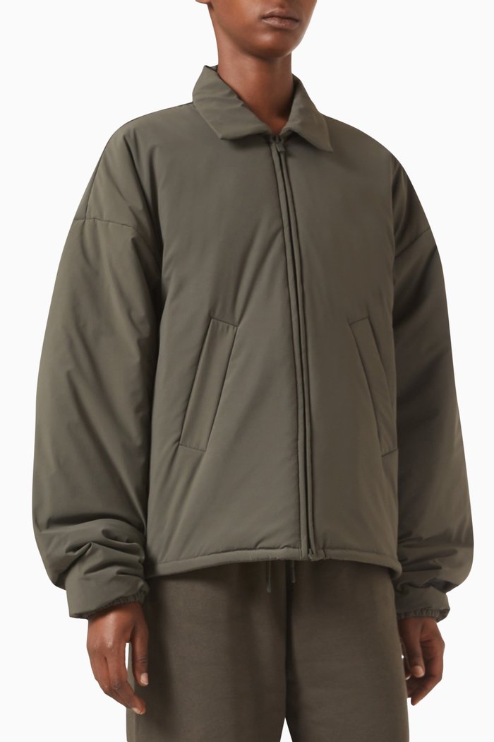 

Filled Shirt Jacket in Stretch Woven Nylon, Black