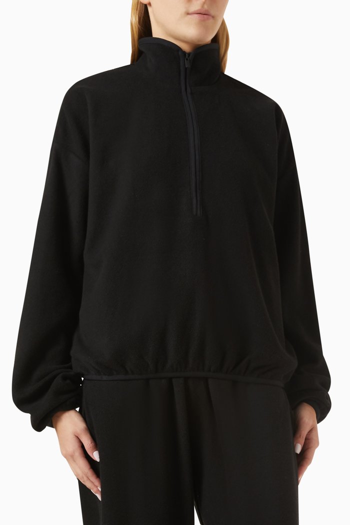 

Half-zip Mockneck Sweatshirt in French Terry, Black