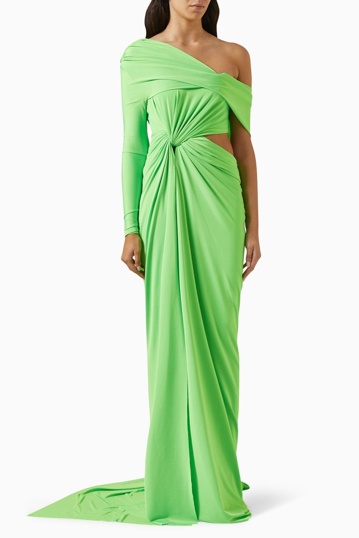 

Twist Cut-out Dress in Jersey, Green