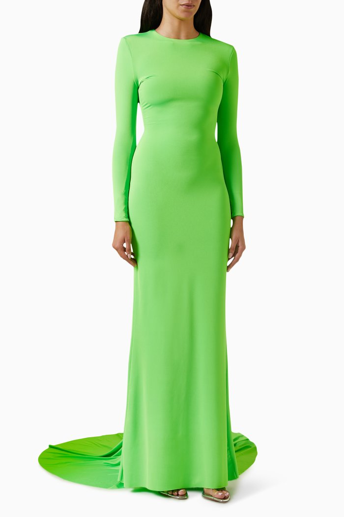 

Long-sleeve Dress in Jersey, Green
