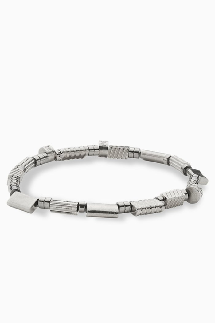 

Branded Beaded Bracelet in Brass, Grey