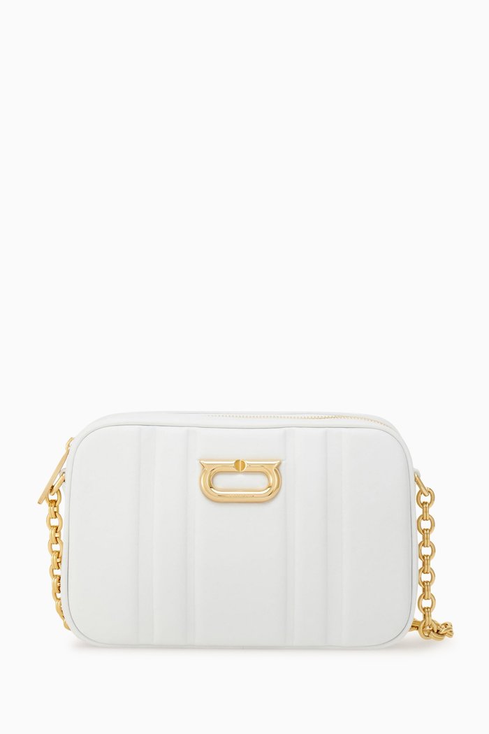 

Gancini Camera Bag in Leather, White