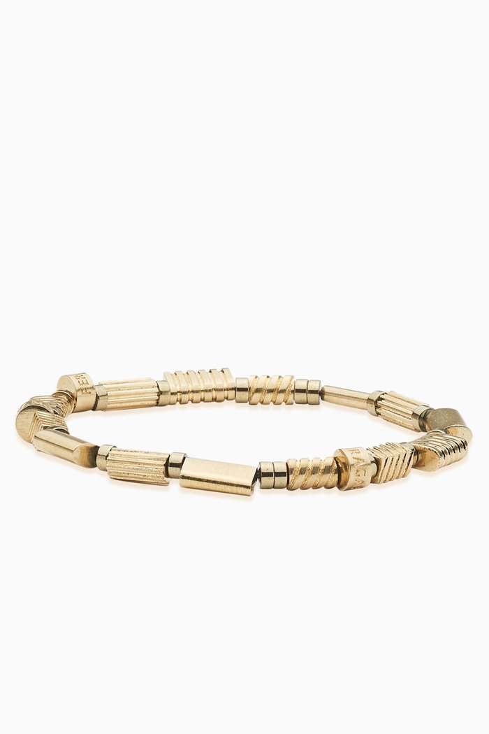 

Branded Beaded Bracelet in Brass, Yellow