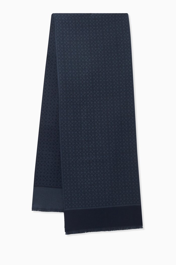 

Gancini Scarf in Wool, Blue