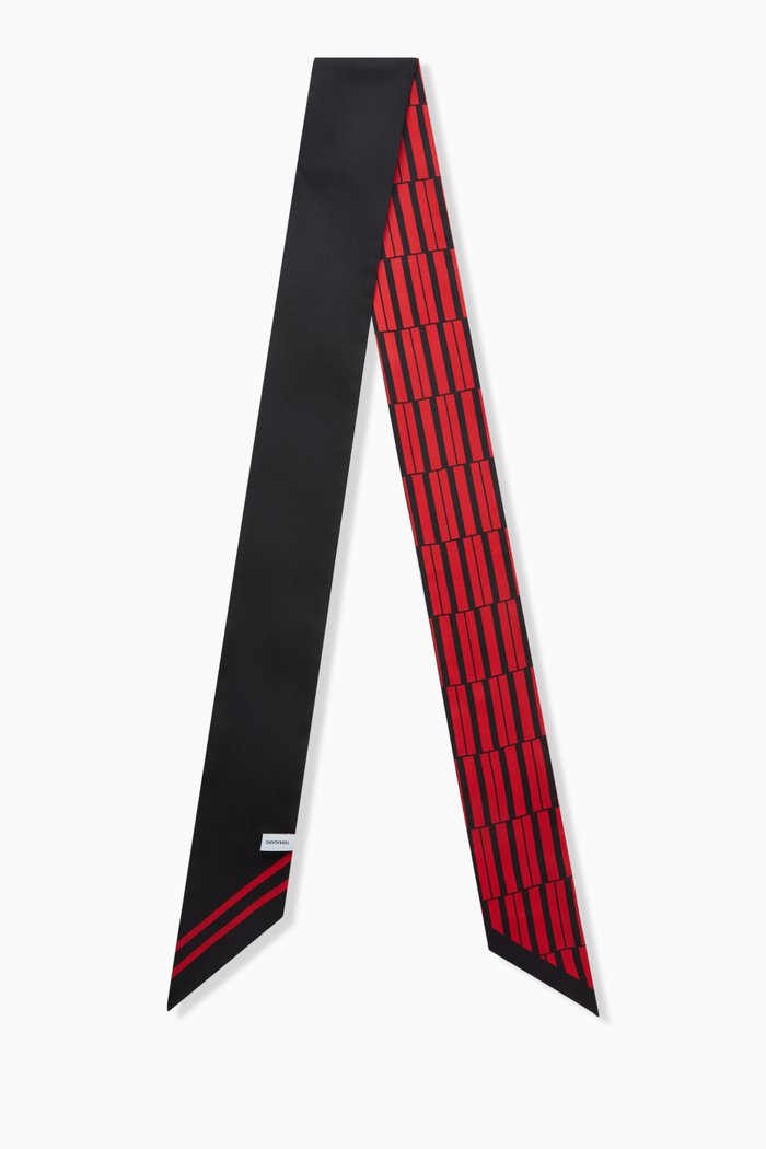 

Piano-print Headband in Silk, Red