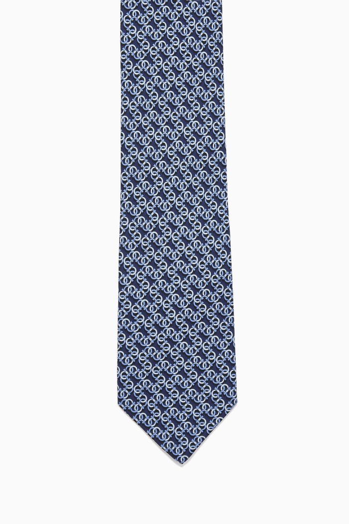 

Gancini-print Tie in Silk, Blue