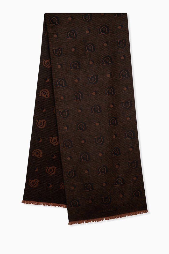 

Gancini Scarf in Silk Jacquard, Neutral