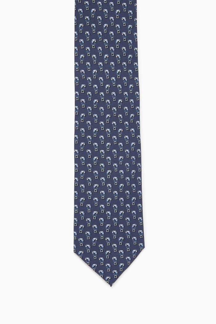 

Sky-print Gancini Tie in Silk, Blue