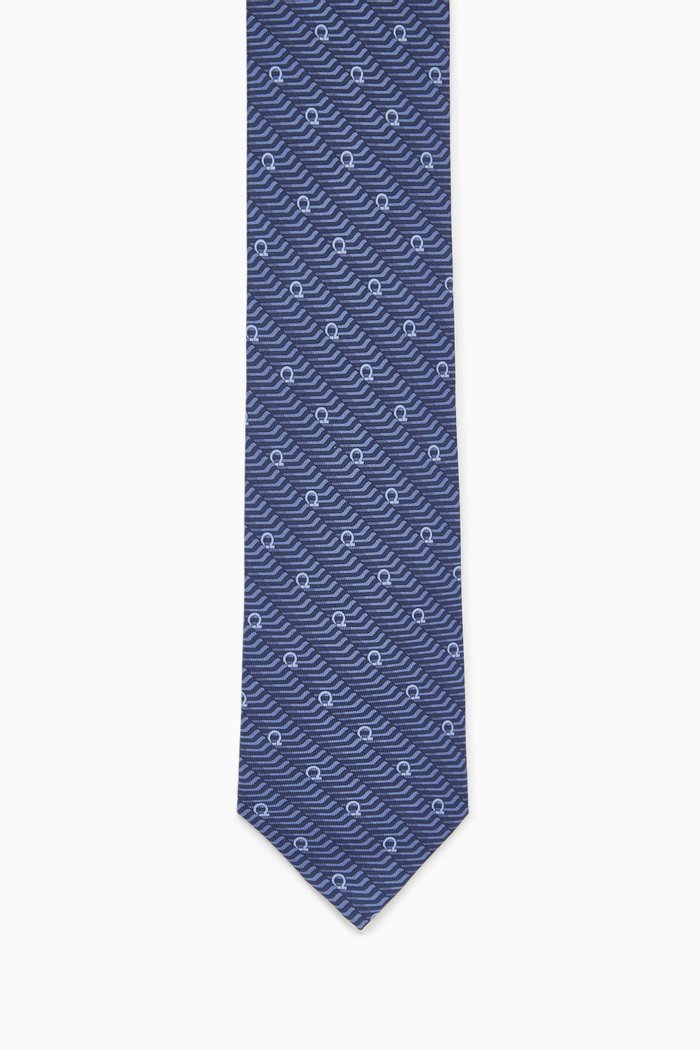 

Gancini-print Tie in Silk, Blue