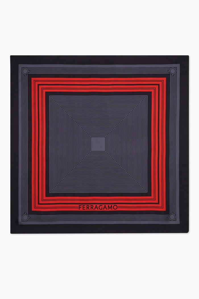 

Geometric-print Scarf in Silk, Black