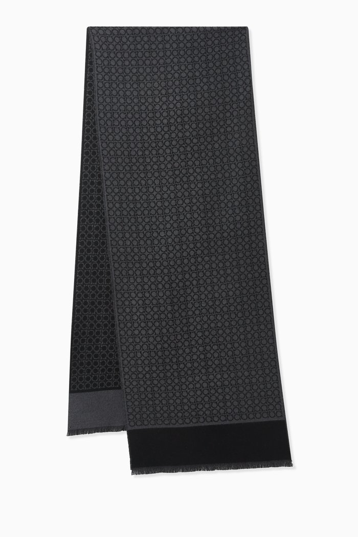 

Gancini Scarf in Wool, Black