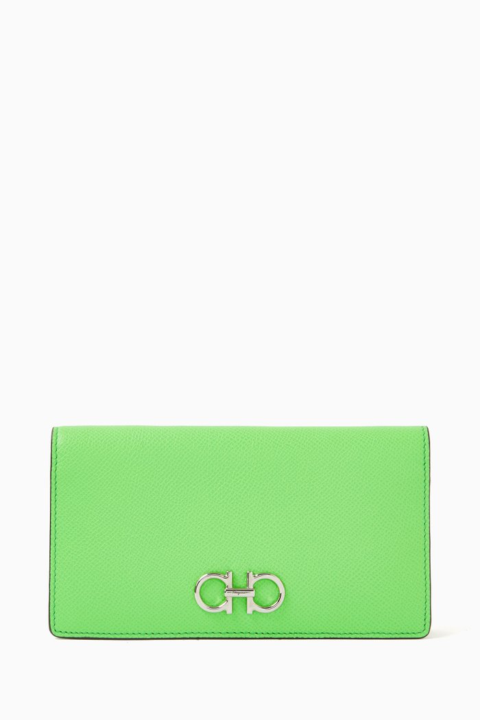 

Gancini Continental Wallet in Leather, Green