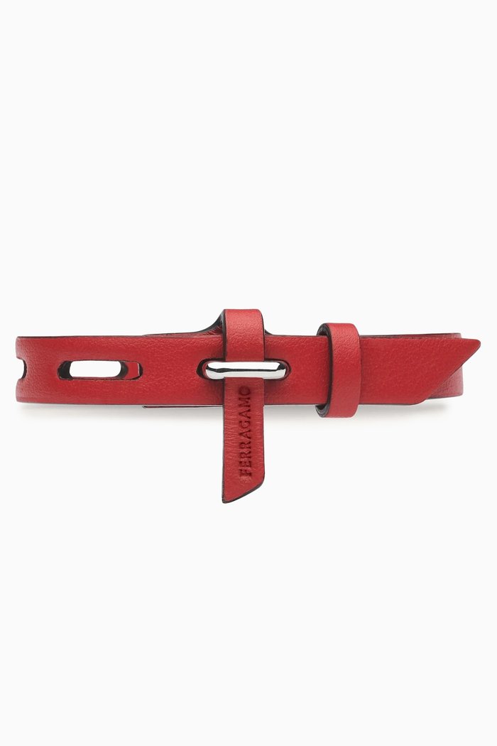 

Eyelet Bracelet in Soft Leather, Red