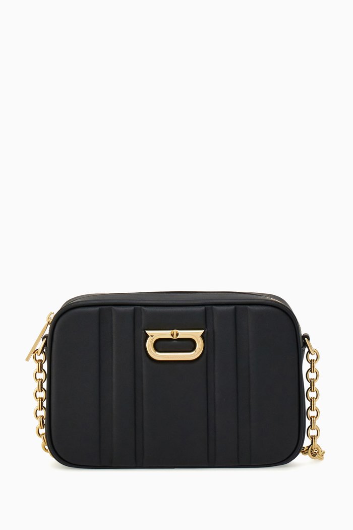 Gancini Camera Bag in Leather, Black