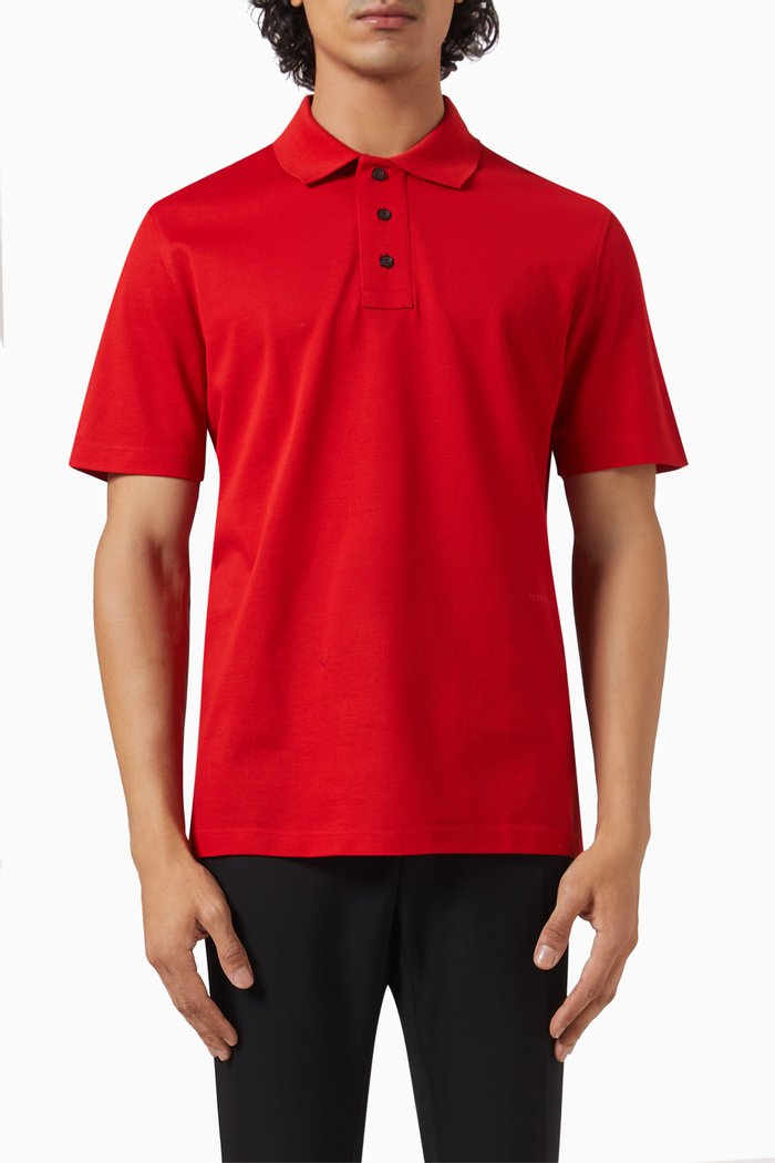 

Logo-embroidered Polo Shirt in Cotton, Red