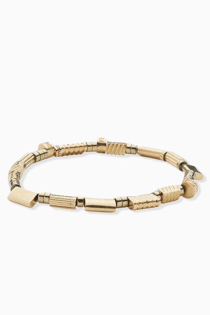 

Branded Beaded Bracelet in Brass, Yellow