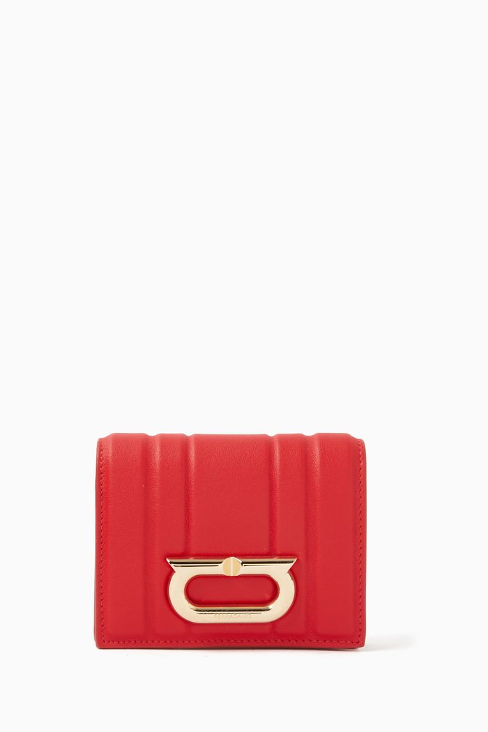 

Embossed Gancini Wallet in Leather, Red