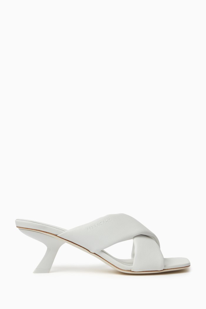 

Aludra 55 Mules in Nappa, White