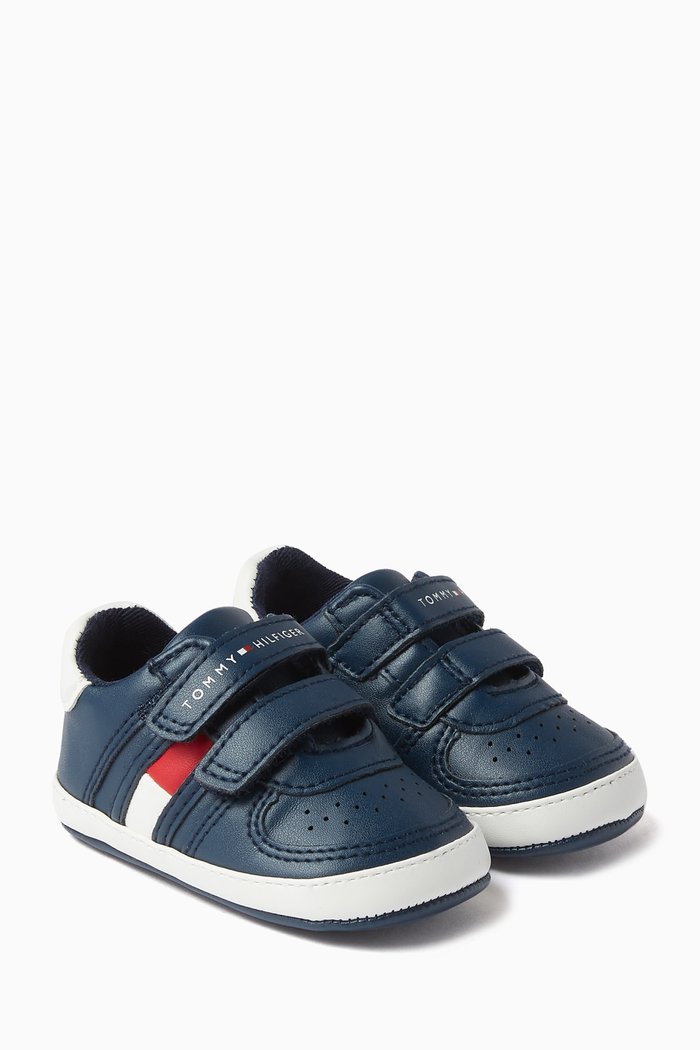 Flag Sneakers in Faux Leather, Blue