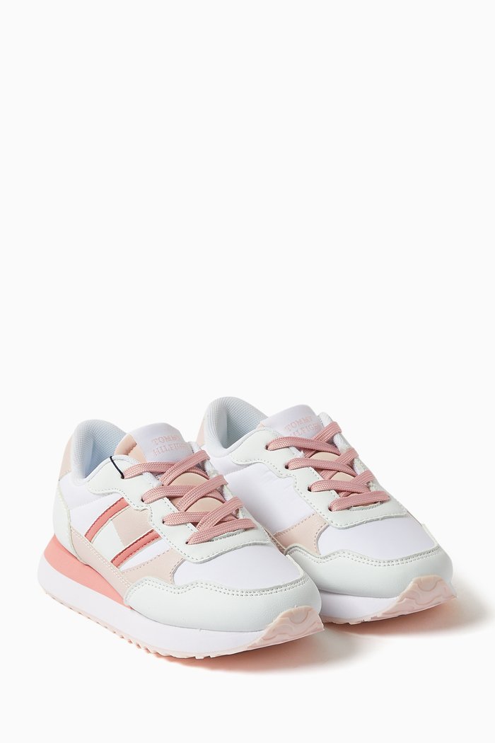 

Flag Low Cut Sneakers in Faux Leather, White