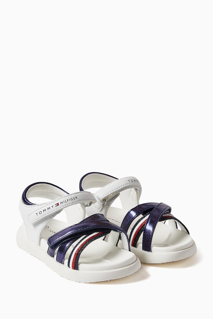 

Logo Velcro Sandals in Faux Leather, Blue