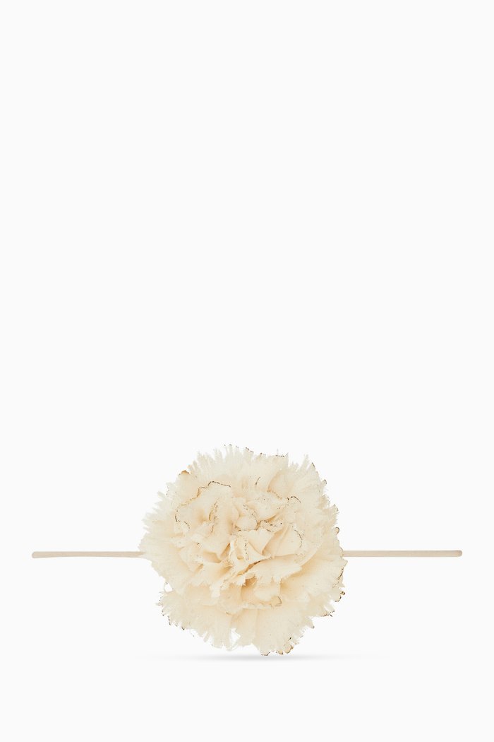 

Flower Necklace in Silk Satin, White