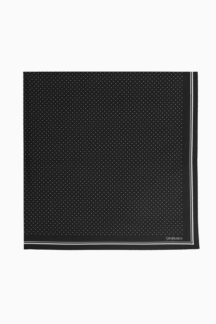 

Dotted Square Bandana in Silk Twill, Black