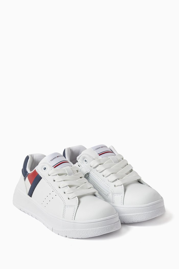 

Flag Low Cut Sneakers in Faux Leather, White