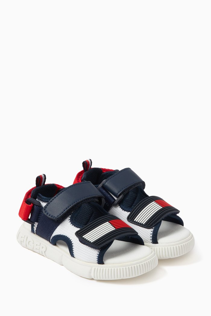 

Sunny Velcro Sandals in Mesh & Faux Leather, Blue