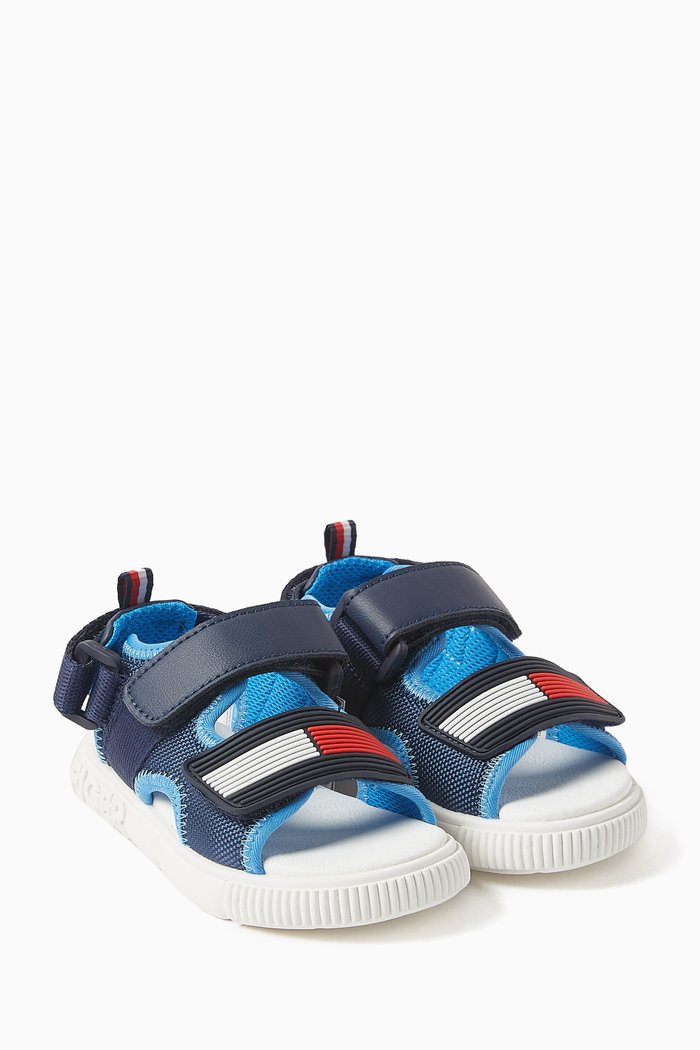 

Sunny Velcro Sandals in Mesh & Faux Leather, Blue