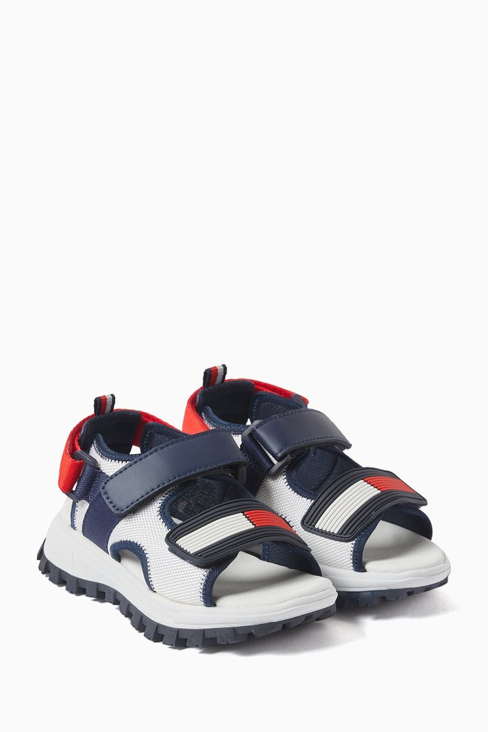 

Sunny Velcro Sandals in Mesh & Faux Leather, Blue