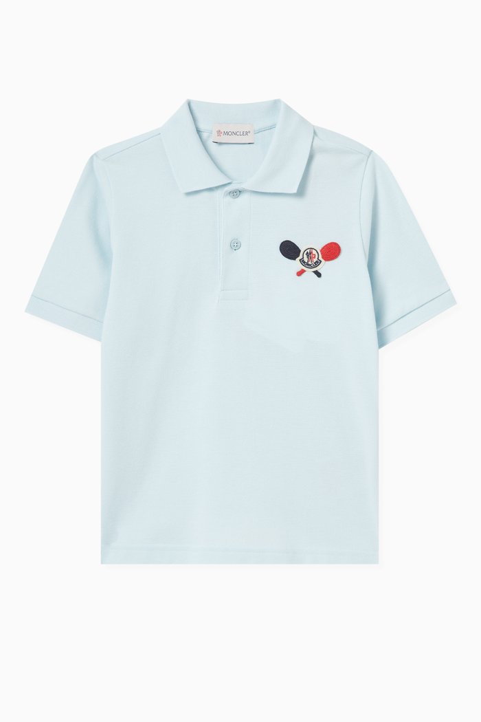 Logo Polo Shirt in Cotton, Blue