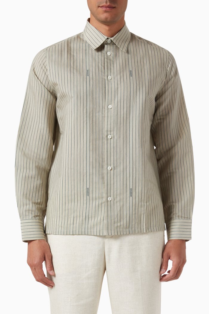 

Striped Shirt in Silk-blend, Green