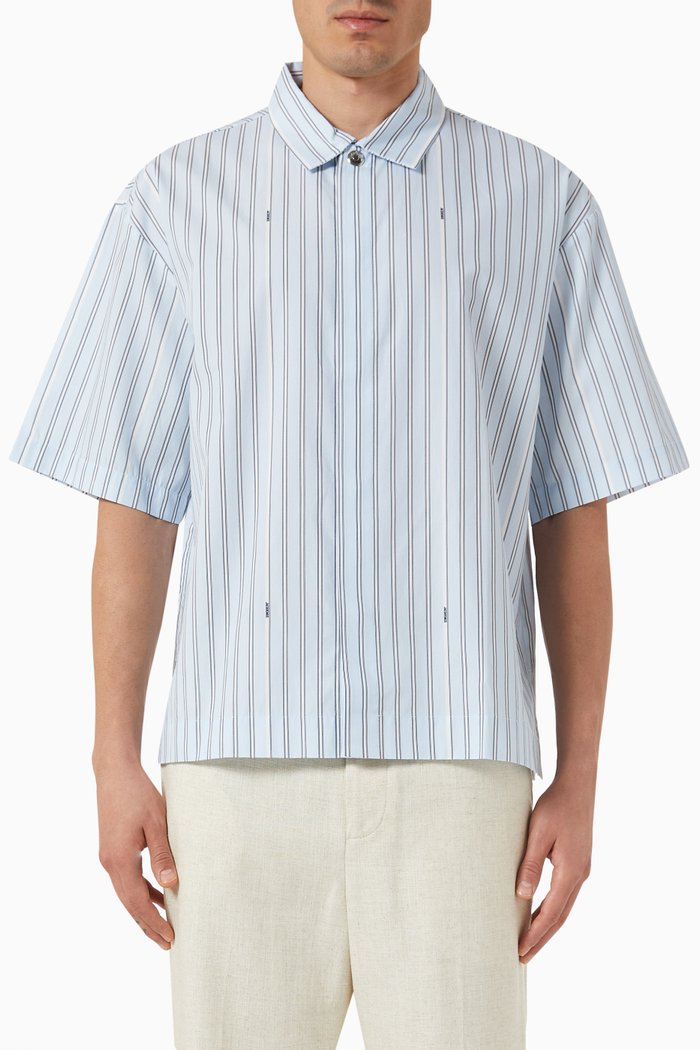 

La Chemise Striped Shirt in Cotton, Blue