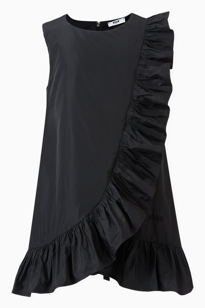

Ruffled Dress in Taffeta, Black