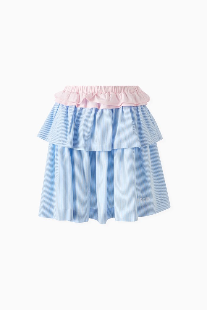 

Tiered Skirt in Cotton, Blue
