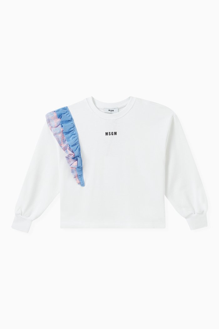 

Logo Ruffles Sweatshirt in Cotton, White