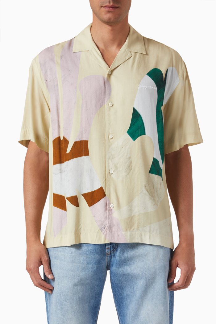 

Jean Graphic-print Shirt in Linen, Multicolour